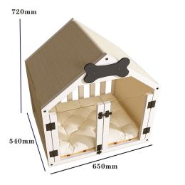 Indoor Solid Wood Doghouse Removable And Washable (Option: Off white-Large size)