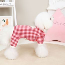 Pet Supplies Teddy Small Dog Plaid Four-legged Puppy Clothing (Option: Pink-2XL)