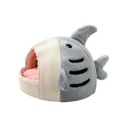 Shark Cat Kennel Dog Kennel Warm Yurt Semi-closed Four Seasons Universal (Option: Grey-L)