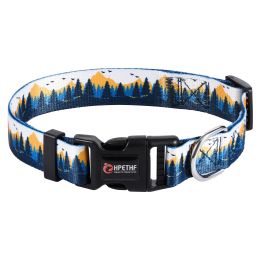 Digital Printing Adjustable Pet Collar (Option: Yellow Pine-S)