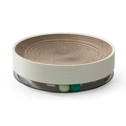 Crumb-free Cat Toy Corrugated Bowl-shaped Three-in-one Multifunctional Cat Scratch Board (Option: Milky white)