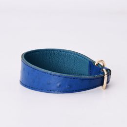 Dog Collar Small Medium Dog Leather Adjustable Dog Collar Shiba Inu Golden Fur Leather Collar (Option: Blue-L)