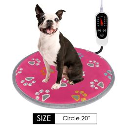 Pet Heating Pad Blanket (Option: Pink-Round 20inches-110V US)