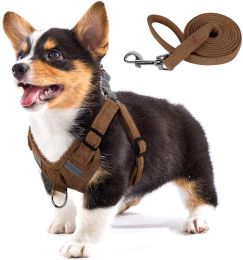 Velvet Dog Strap Reflective Breathable Dog Rope Pet (Option: Brown-XXXS)