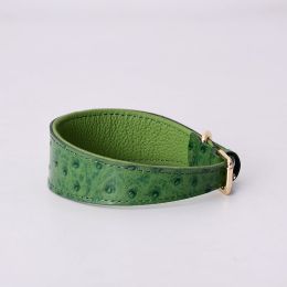 Dog Collar Small Medium Dog Leather Adjustable Dog Collar Shiba Inu Golden Fur Leather Collar (Option: Green-L)