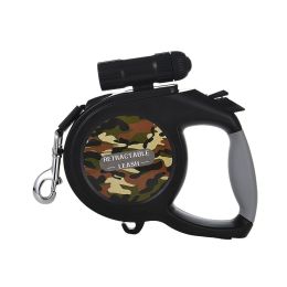 Enhanced Pet Automatic Retractable Leash Tractor With Flashlight (Option: Green Camouflage With Light-8 M Rope Length)