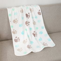 Pet Blanket Dogs And Cats Flannel Blanket Autumn And Winter Warm Blanket Floor Mat (Option: Beige Large Dog's Paw Blanket-60 40cm)