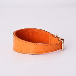 Dog Collar Small Medium Dog Leather Adjustable Dog Collar Shiba Inu Golden Fur Leather Collar (Option: Orange-L)