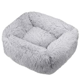 Winter Plush Pet Nest Square Mat (Option: Light grey-2XL)