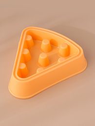 Pet Cat Dog Bowl Cartoon Pizza Single Bowl Slow Food (Color: Orange)