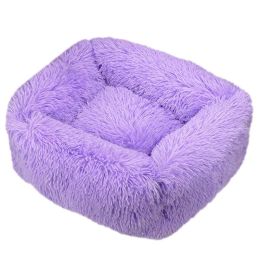 Winter Plush Pet Nest Square Mat (Option: Purple-XL)