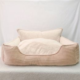 Removable And Washable Plush Warm Pet Kennel Dog Bed (Option: Beige-L)