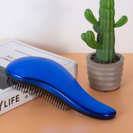 Pet Massage Comb Bath Brush Supplies (Option: Electroplated Sapphire Blue)