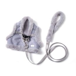 Dog Chest Strap Clothes Vest Type Warm Traction Rope (Option: Grey-L)