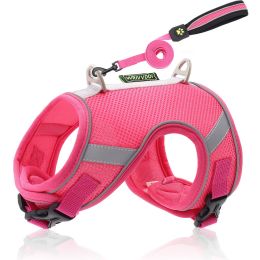 Pet Hand Holding Rope Mesh Dog Breast Strap Adjustable Reflective Dog Rope Pet Supplies (Option: Rose Red-Xs Within 3kg)