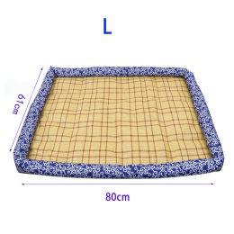 Pet Cat Nest Dog Summer Sleeping Mat (Option: Pattern blue-L)