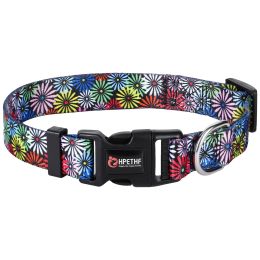 Digital Printing Adjustable Pet Collar (Option: Chrysanthemum-S)