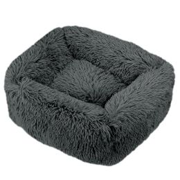 Winter Plush Pet Nest Square Mat (Option: Dark Grey-XL)