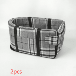 Pet Car Kennel Safety Seat Multifunctional Convenient Handbag (Option: Plaid grey-2PCS)