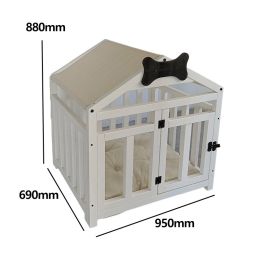 Indoor Solid Wood Doghouse Removable And Washable (Option: White-Large size)