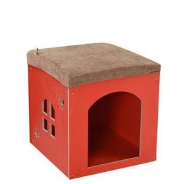 Removable And Washable Four Seasons Pet House, Wooden Pet Nest (Option: Orange L)