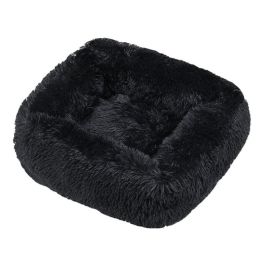 Winter Plush Pet Nest Square Mat (Option: Black-M)