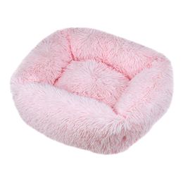 Winter Plush Pet Nest Square Mat (Option: Light pink-2XL)