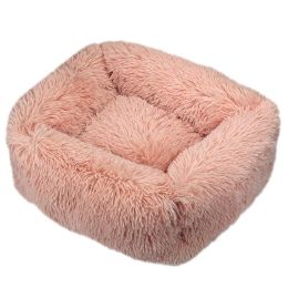 Winter Plush Pet Nest Square Mat (Option: Skin Pink-XL)