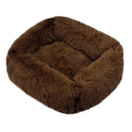 Winter Plush Pet Nest Square Mat (Option: Coffee-2XL)