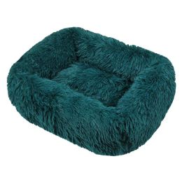 Winter Plush Pet Nest Square Mat (Option: Cyan-XL)