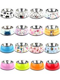 Dog Bowl Cat Food Bowl Stainless Steel Pet Supplies (Option: Zoo-M)