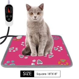 Pet Heating Pad Blanket (Option: Pink-Square-110V US)