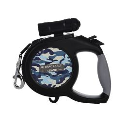 Enhanced Pet Automatic Retractable Leash Tractor With Flashlight (Option: Blue Camouflage With Light-8 M Rope Length)