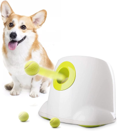 Dog launcher dog server interactive toy tennis ball throwing machine automatic throwing machine pet toy; dog gifts (Color: Yellow (American standard))