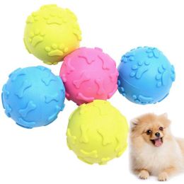 Rubber Squeaky Dog Ball Creative Funny Dog Bite Ball Pet Chew Ball Toy Bite Resistant Ball Pet Chew Squeaky Toy (size: Pink)