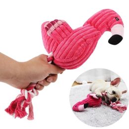 Plush Flamingo Pet Squeaky Toys for Small Dogs Clean Teeth Puppy Dog Chew Toy Squeak Pets Accessories Dog Supplies Octopus Chick (Color: Pink)