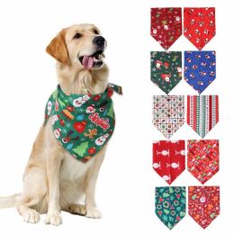 Holiday Dog Bandanas Classic Christmas Cat Triangle Bibs Pets Scarf Accessories for Small Medium Large Size Pets Festival Props (Color: as the picture)