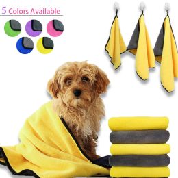 Pet dog cat bath towel soft coral fleece absorbent towel quick-drying bath towel convenient cleaning wipes pet supplies dropship (Color: Yellow, size: 100x50cm)