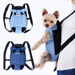 Denim Pet Dog Backpack Outdoor Travel Dog Cat Carrier Bag for Small Dogs Puppy Kedi Carring Bags Pets Products Trasportino Cane (Color: black, size: M)