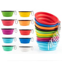 1000ml Large Collapsible Dog Pet Folding Silicone Bowl Outdoor Travel Portable Puppy Food Container Feeder Dish Bowl (Color: black, size: 350ML)