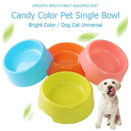 1Pc High Quality Solid Color Pet Bowls Candy-Colored Lightweight Plastic Single Bowl Small Dog Cat Pet Bowl Pet Feeding Supplies (Color: Pink, size: M)