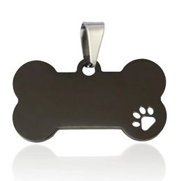 Stainless Steel Bone Shaped Pendant For Cat Collars; Metal Pendant For Pet Necklace; Pet Supplies (Color: black, size: L)