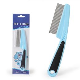 Avoid Flea Trim Comb; Black Handle Anti-slip Cat Removal Flea Trim Comb (Color: Blue)