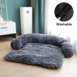 Pet Sofa; Warm Plush Pet Cushion For Indoor Dogs & Cats; Dog Blanket; Washable Pet Bed (Color: Dark Grey, size: XS)