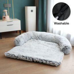 Pet Sofa; Warm Plush Pet Cushion For Indoor Dogs & Cats; Dog Blanket; Washable Pet Bed (Color: light grey, size: XS)