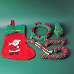 Christmas Pet Toys Set For Dog & Cat; Bite Resistant Dog Chew Toy; Pet Knot Toy; Interactive Dog Toy (Style: Christmas)