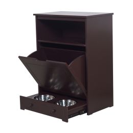 Pet snack storage cabinet-with food bowl (Color: Brown)