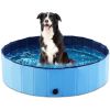 48" Foldable Dog Pool Pet Bath Pools Outdoor Swimming-Pool for Large Dogs Blue