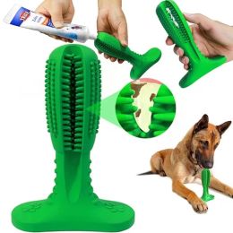 Rubber Dog Chew Toys Dog toothbrush Pet mint Toy Brushing Puppy Teething Brush for Doggy Pets Oral Care Stick for Dog Supplies (Color: green)