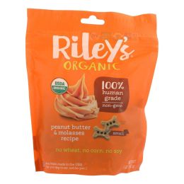 Riley's Organics Organic Dog Treats; Peanut Butter & Molasses Recipe; Small - Case of 6 - 5 OZ (SKU: 2311249)